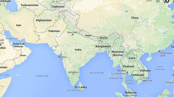 wrong india map in google