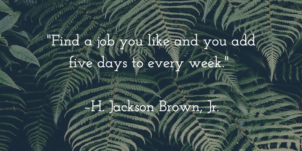 Find a job you like and you will add five days to every week. – H. Jackson Brown, Jr.