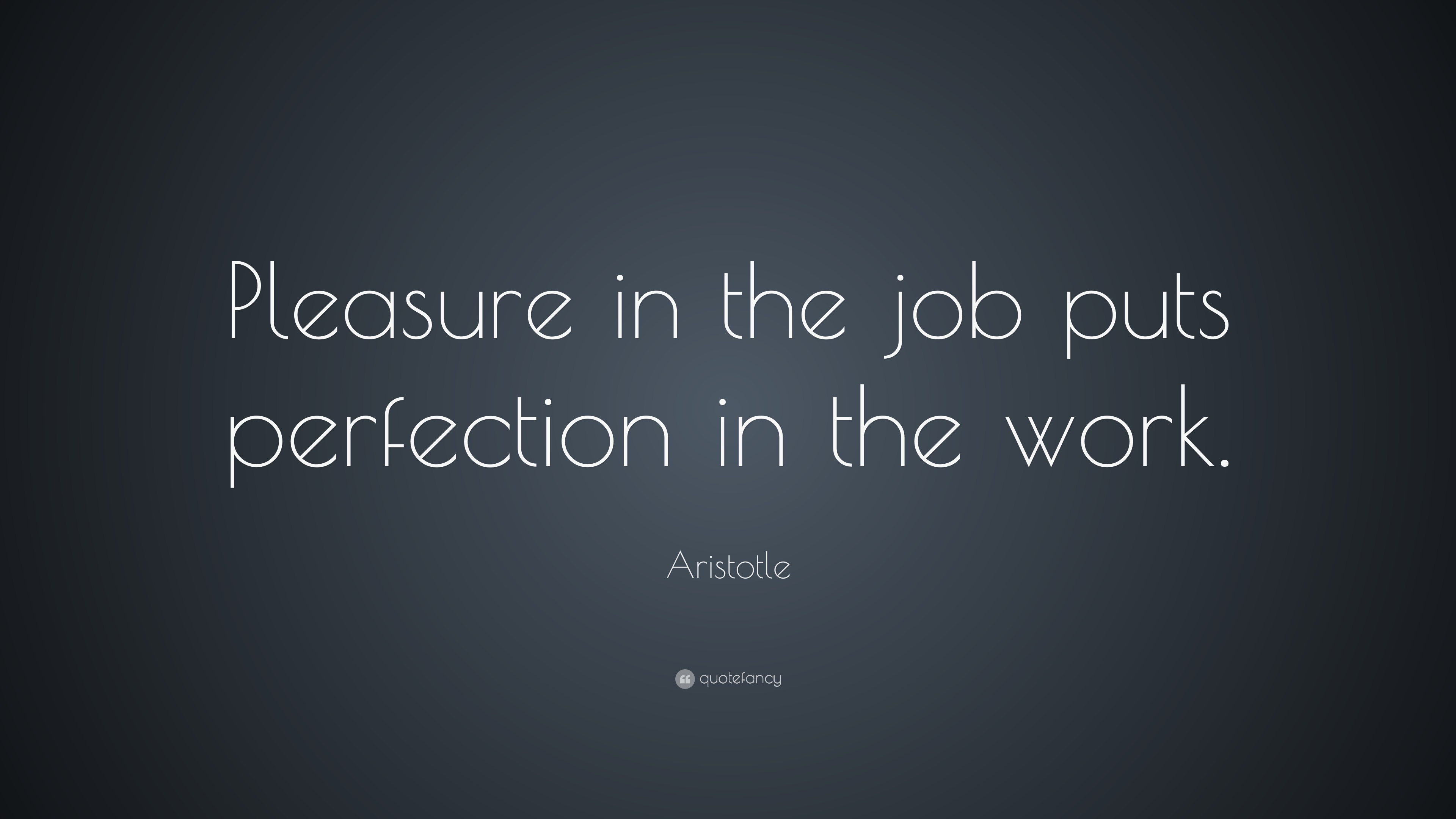 Pleasure in the job puts perfection in the work. – Aristotle
