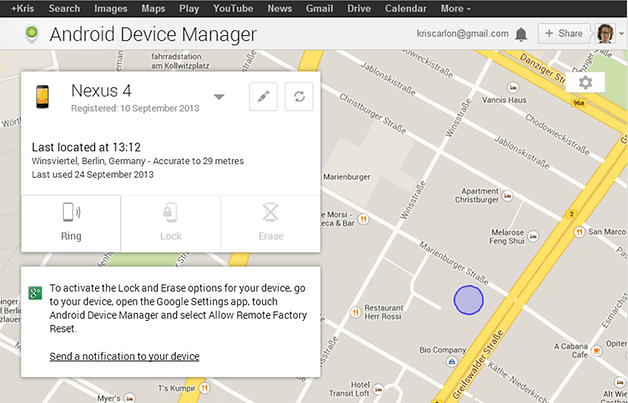 Google App Services Android Device Manager