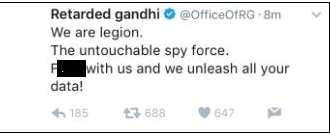 The 'Legion' took Over Pappu's Account for about 1 hour.