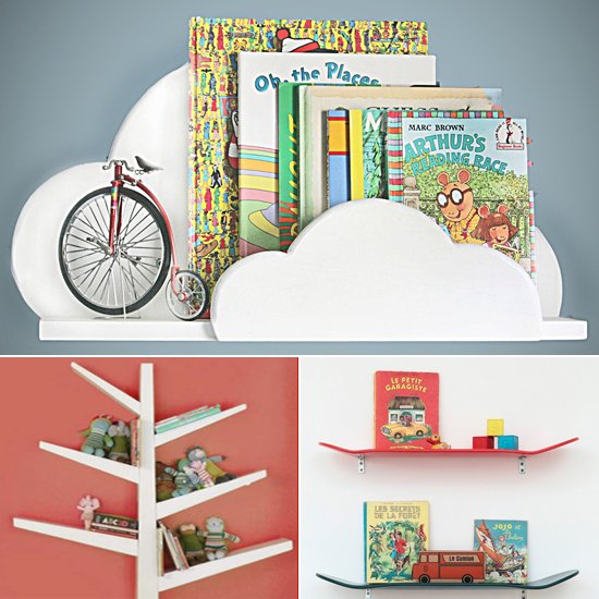 Use peppy bookshelves to decorate your kids's rooms.