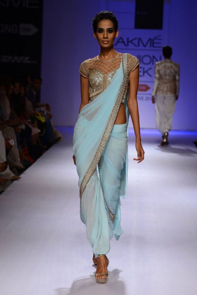 Dhoti gown worn by a model at Ramp.