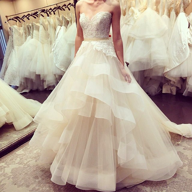 High-low wedding gowns are trending in weddings nowadays.