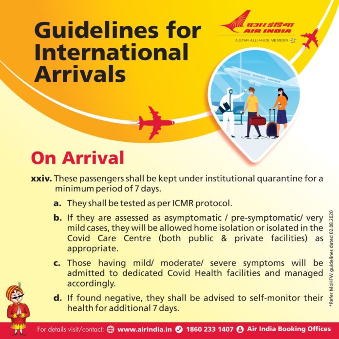 COVID guidelines, Flights to India