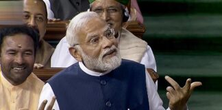 Prime Minister Narendra Modi replies to the motion of no-confidence in the Lok Sabha on August 10, 2023.
