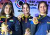 Manu Bhaker, Esha Singh, and Rhythm Sangwan won gold in the Asian Games 2023
