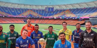 Cricket Team Captains Posing With The World Cup