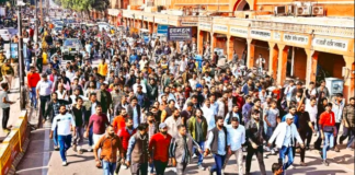 Karni Sena protestors on roads in Jaipur